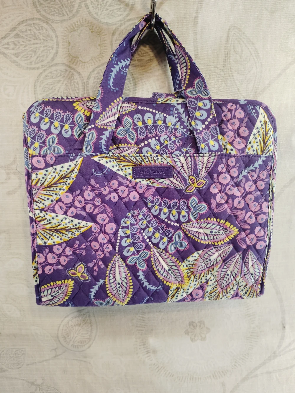 Vera Bradley Purple& Blue Quilted Floral Cosmetic /Toiletry Travel Tote Bag